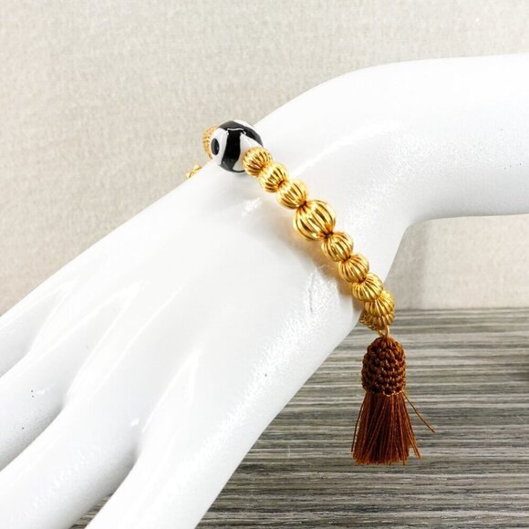 Tory Burch Women's Roxanne Beaded Tassel Bracelet Gold OS - Picture 7 of 9